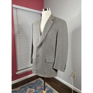 SAMUELSOHN SILK WOOL HOUNDSTOOTH SPORT COAT BLAZER JACKET CREME MEN 42L